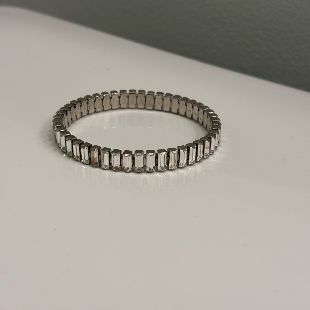 Touchstone Crystal Luxe Silver Night Stretch Bracelet Baguette Crystal - Picture 7 of 10